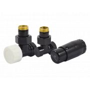 Комплект узла нижнего подкл SCHLOSSER угловой STANDARD MINI 1/2quot; (Ral 9005) с термоголовкой MINI DIAMANT М30х1,5