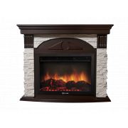 Портал Firelight Torre 30S камень белый, шпон темный дуб