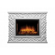 Портал Firelight Quadro 25 камень песчаник античный белый, белая эмаль