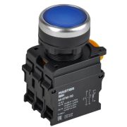 Кнопка d22мм 1НО+1НЗ MASTER с подсветкой син. IEK MI-BT60-11D-3-12-K07