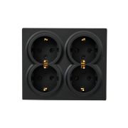 Розетка 4-м ОП LETO с заземл. закрытый корпус ПБТ черн. бархат LEZARD 752-4200-127BDP