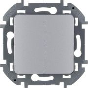 Выключатель 2-кл. Inspiria 10А IP20 250В 10AX механизм алюм. IEK 673622