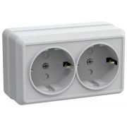 Розетка 2-м ОП Октава РСш22-3-ОБ 16А IP20 с заземл. защ. шторки бел. GENERICA ERO24-K01-16-DC