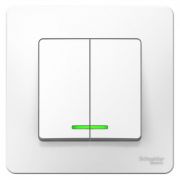 Выключатель 2-кл. СП Blanca 6А IP20 (сх. 5) 250В с подсветкой бел. SchE BLNVS006511